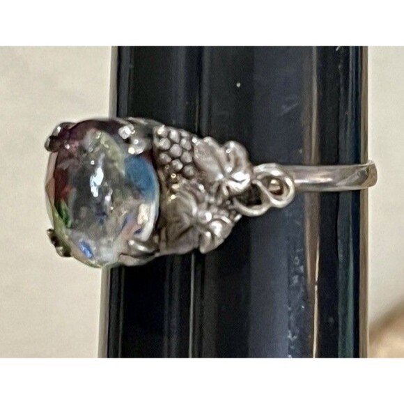 Vintage Sterling Silver Mystic Topaz Ring Sz 8.25 Ornate Fancy Sparkle - Picture 2 of 7